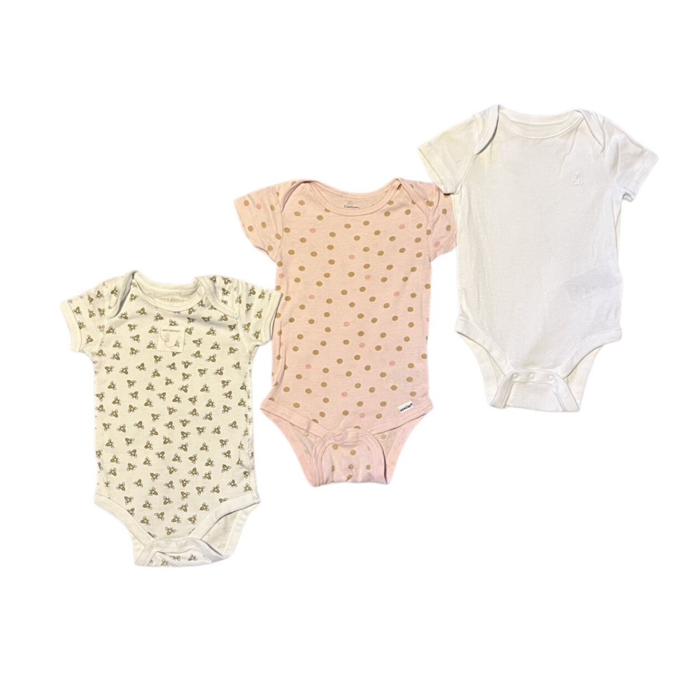 3 Pack Girls 3-6M Short Sleeve Onesies Bundle